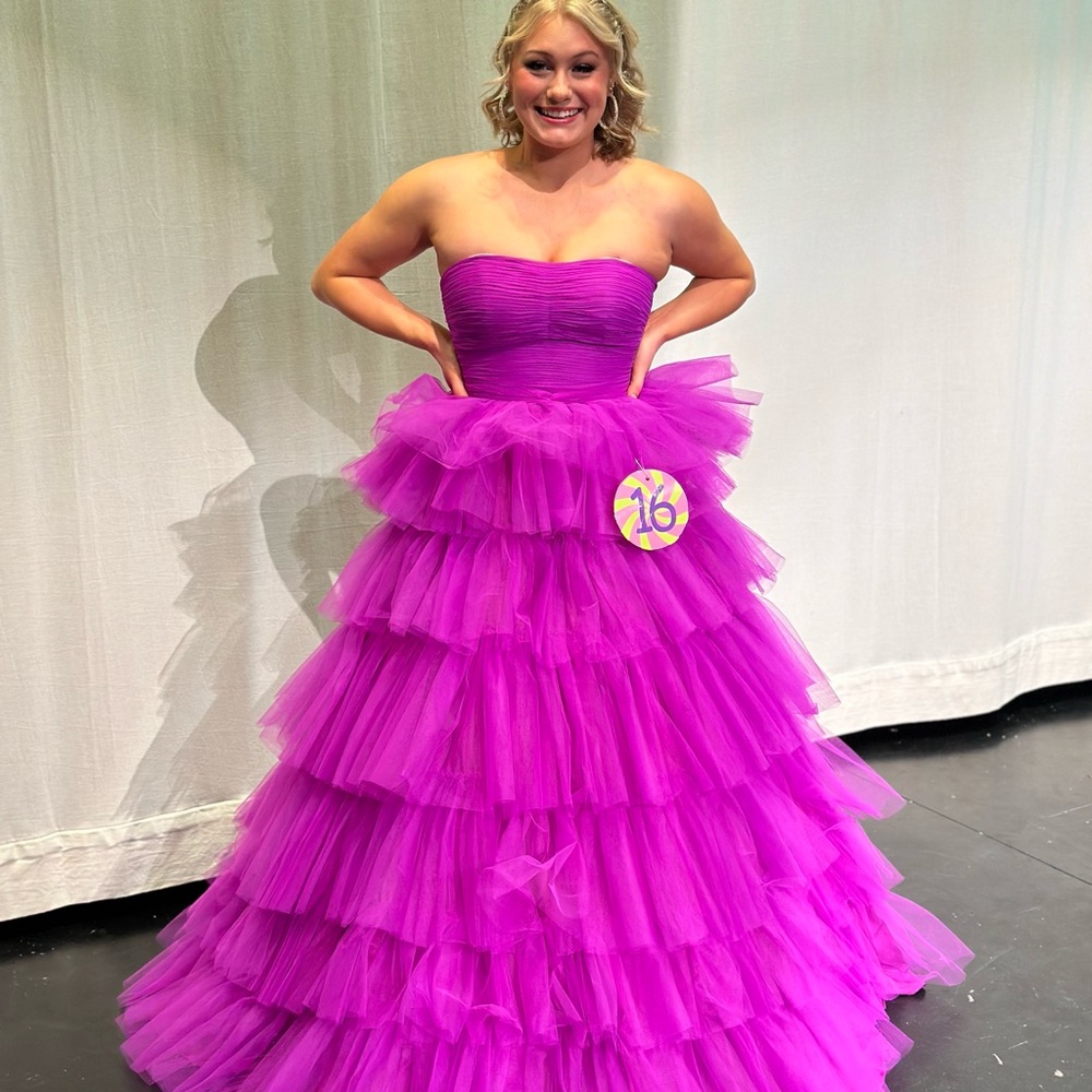 Vibrant Purple Strapless Tulle Gown